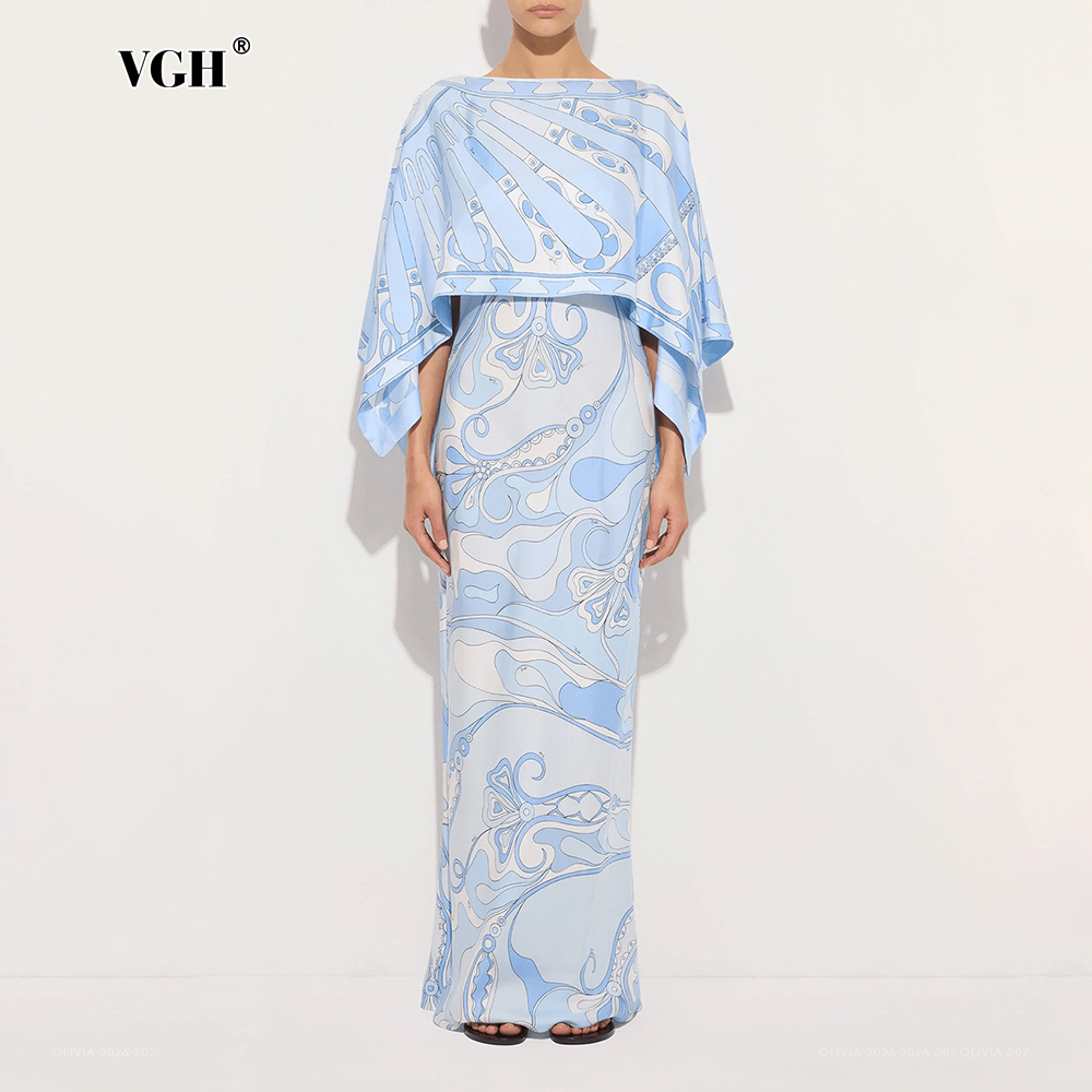 Women Formal Wear For Summer - VGH Açık Mavi Soyut Baskılı İki