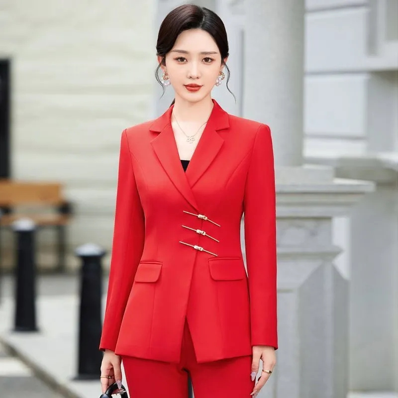 Women Formal Wear With Black Blazer - 2025 Moda Beyaz Kırmızı Siyah Blazer
