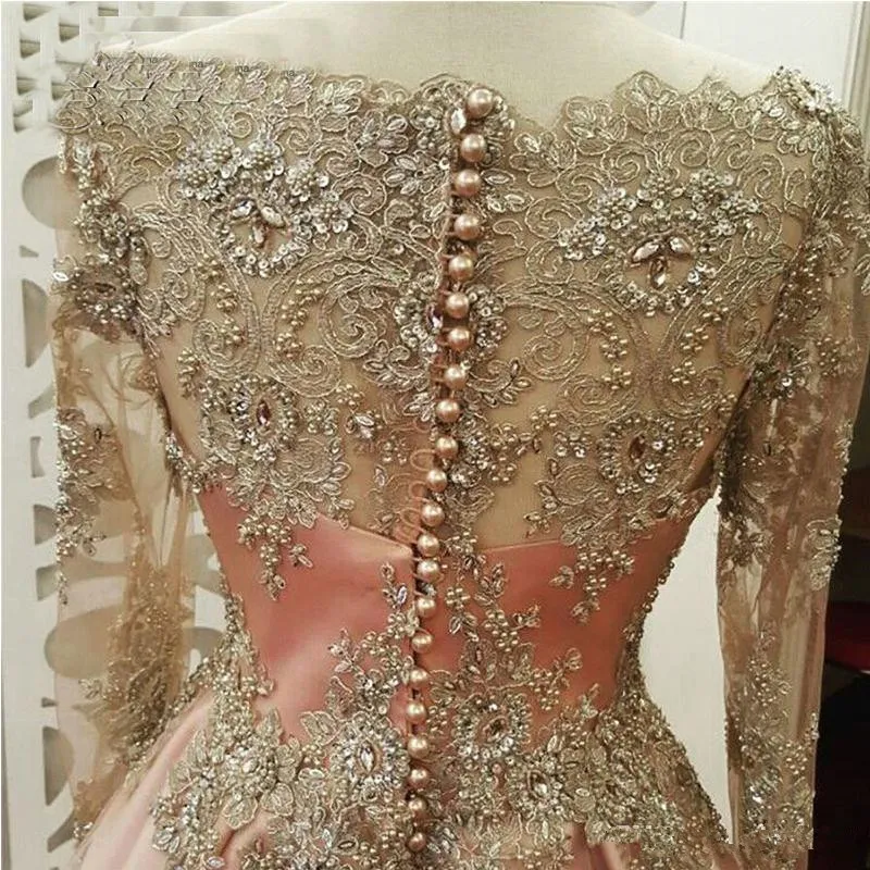 Women Formal Wear Dubai - Kadınlar için Allık Gül Altın Uzun