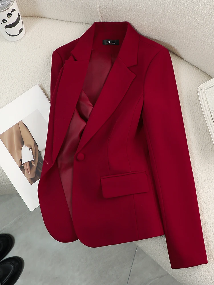 Women Formal Wear With Black Blazer - Kadın Blazer Bayan Kırmızı Yeşil Bej