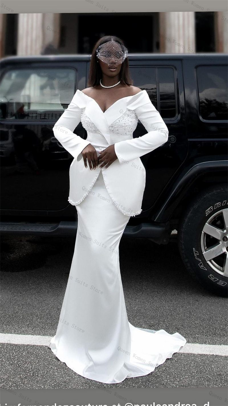 Women Formal Wear With Skirt - Beyaz İnciler Kadın Takım Elbise Etek