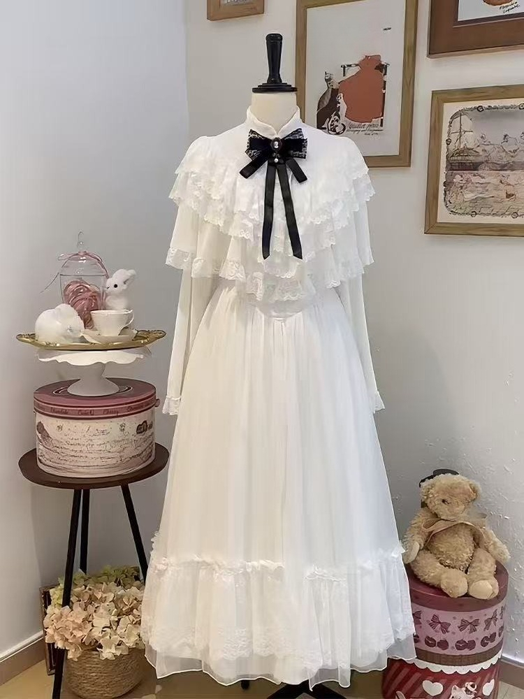 Women Formal Wear Winter - Japon Kısa Kollu Fiyonklu Dantel Elbise