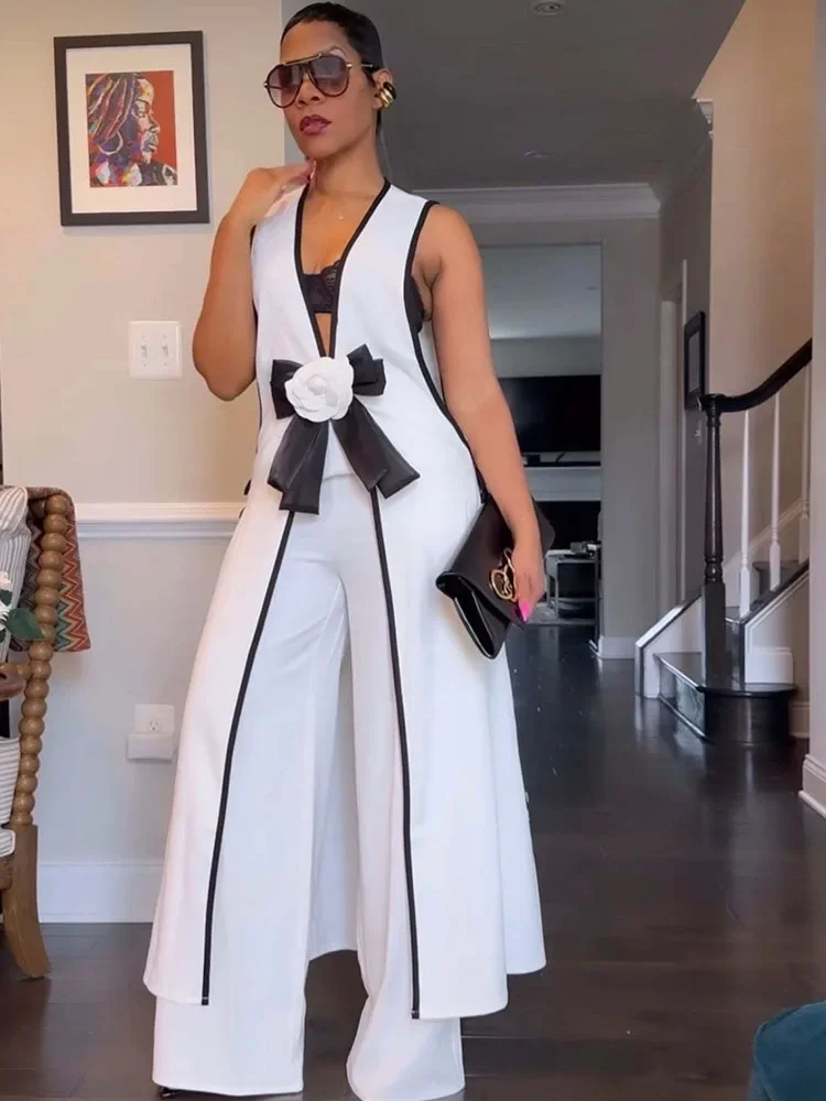 Women Formal Wear Tops - Papyon Aplikler V Yaka Kolsuz Uzun