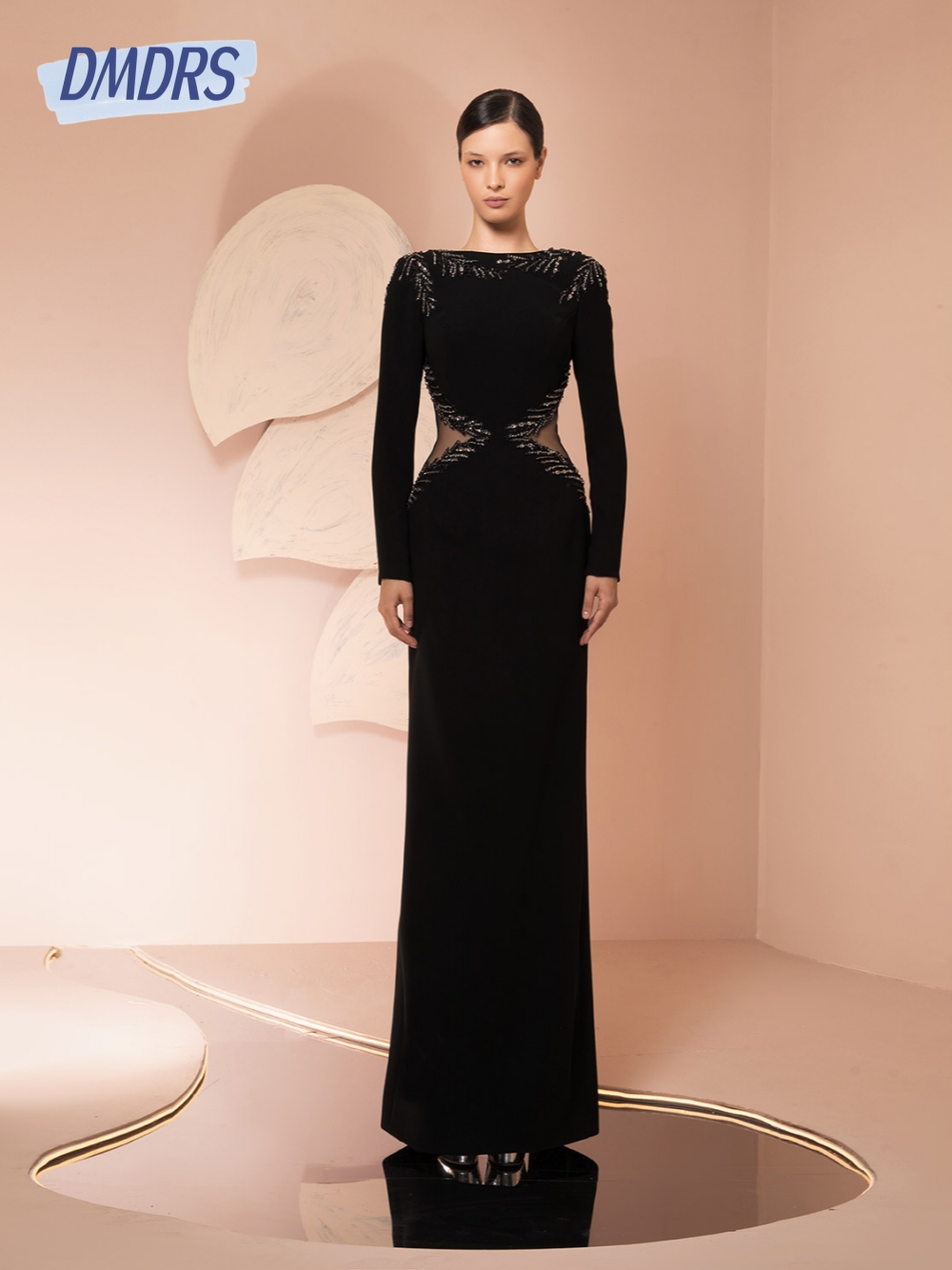 Women Formal Wear Dubai - Siyah Cut Out Abiye Şık Tekne
