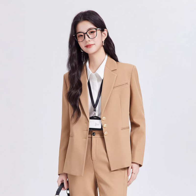 Women Formal Wear Shirt And Pant - Haki kadın takım elbise seti, üst