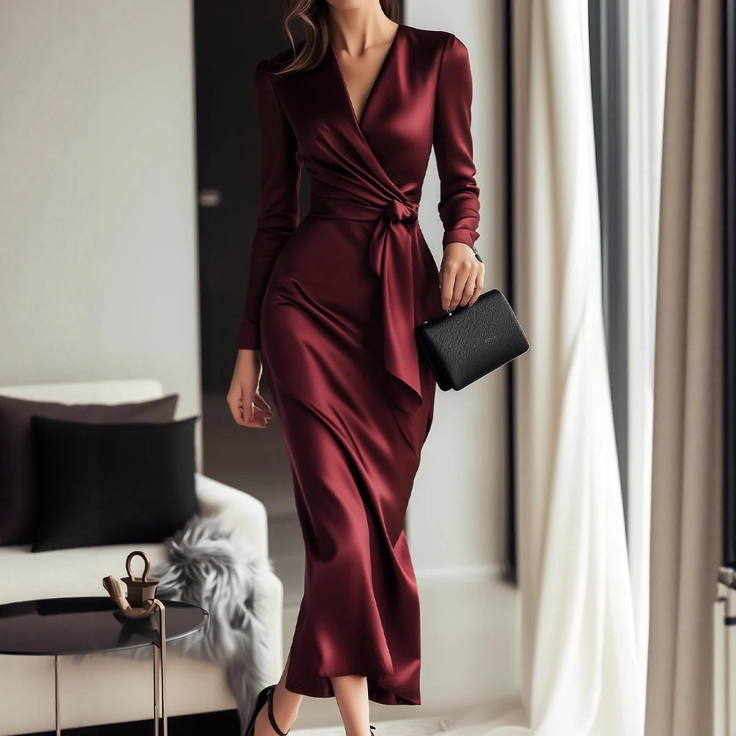 Sonbahar Yeni Saten Uzun Kollu - Women Formal Wear Trends incelemesi ve fiyatı
