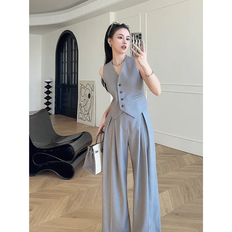 Kadın Kolsuz Yelek Bol Paça Pa - Women'S Formal Wear With Pants incelemesi ve fiyatı
