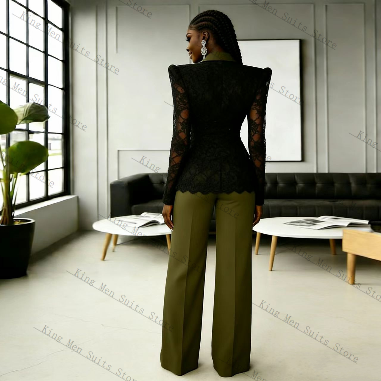 Yeşil Siyah Dantel Kadın Takım - Women Formal Wear With Black Blazer incelemesi ve fiyatı