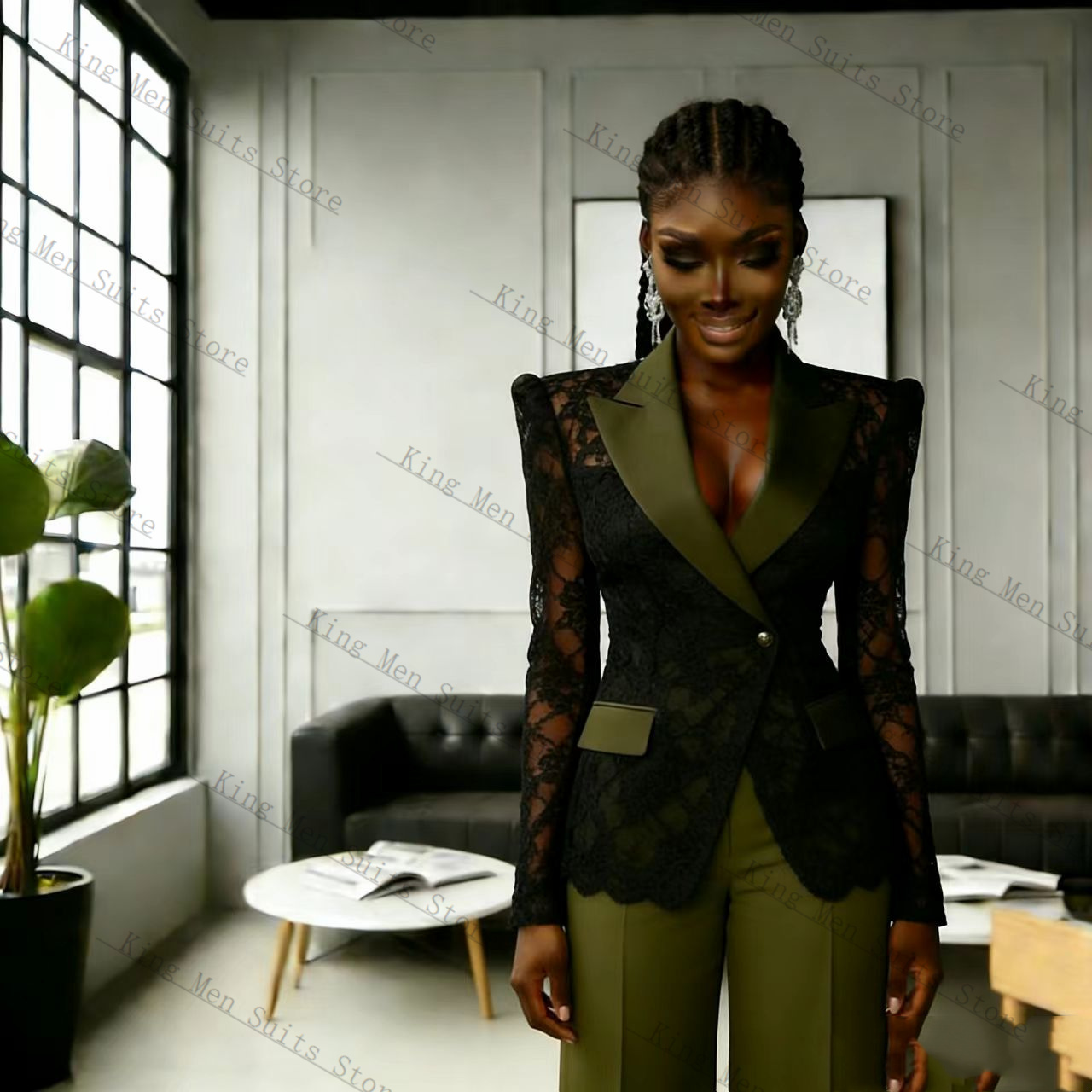 Yeşil Siyah Dantel Kadın Takım - Women Formal Wear With Black Blazer incelemesi ve fiyatı